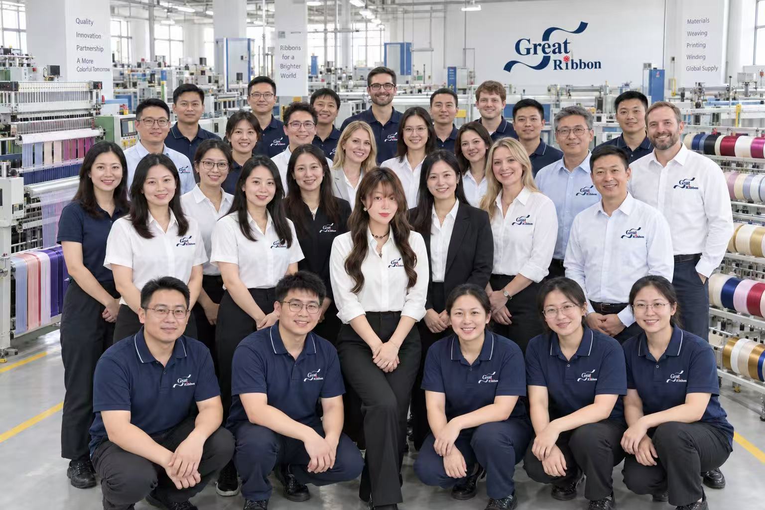 Great Ribbon expert gift packaging team in the ribbon factory